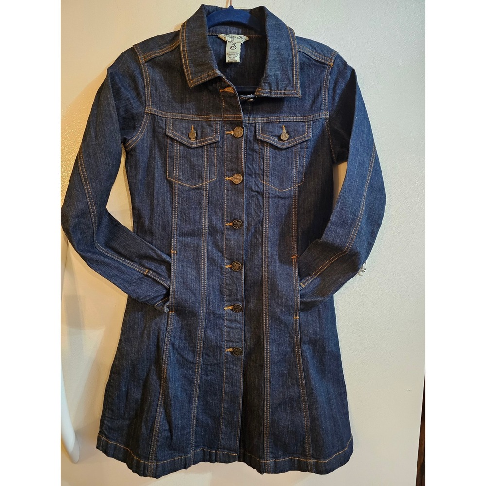 Indigo‎ Rein Womens Dark Wash Denim Button Front Mini Dress/Jean Jacket Small